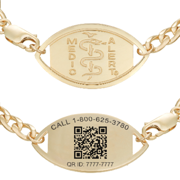 QR Code Figaro Medical ID Bracelet 14K Gold, Gold, large image number 0